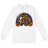 White Army Christmas rainbow Long Sleeve Tee - NancyCooperArtShop