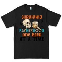 Black surviving fatherhood one beer at a time Premium Tee - MaliasSmallBusiness