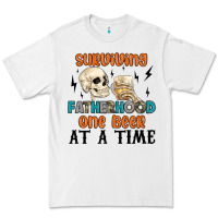 White surviving fatherhood one beer at a time Premium Tee - MaliasSmallBusiness