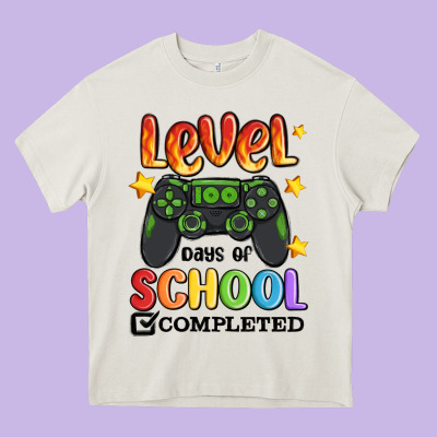 Level 100 Days Of School Completed Heavy Core Tee Designed By Maliassmallbusiness