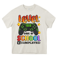 Cream level 100 days of school completed Heavy Core Tee - MaliasSmallBusiness