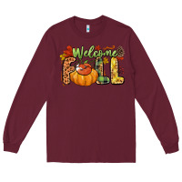 Burgundy Welcome Fall Long Sleeve Tee - NancyCooperArtShop