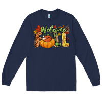 Navy Welcome Fall Long Sleeve Tee - NancyCooperArtShop