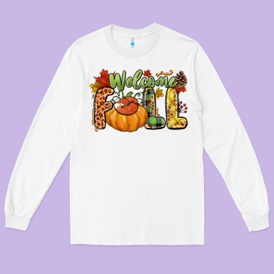 Welcome Fall Long Sleeve Tee Designed By Nancycooperartshop
