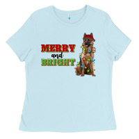 Baby Blue merry and bright german shepherd Ladies Tee - RanaPortraitStore