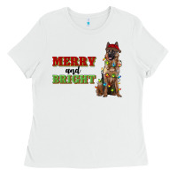 White merry and bright german shepherd Ladies Tee - RanaPortraitStore