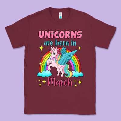 Unicorns Are Born In March Classic Tee Designed By Jasminsmagicworld