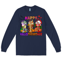 Navy happy hallothanksmas coffee cups Long Sleeve Tee - texasbilliewilder