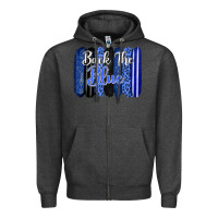 Charcoal Heather Back the blue brushstrokes Zipper Hoodie - FaDigitalArtStudio
