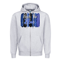 Heather Grey Back the blue brushstrokes Zipper Hoodie - FaDigitalArtStudio