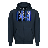 Navy Back the blue brushstrokes Zipper Hoodie - FaDigitalArtStudio