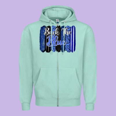 Back The Blue Brushstrokes Zipper Hoodie Designed By Fadigitalartstudio