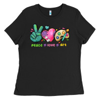 Black peace love art Ladies Tee - NancyCooperArtShop