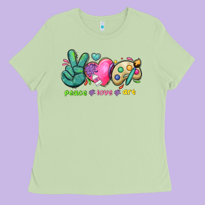 Peace Love Art Ladies Tee Designed By Nancycooperartshop