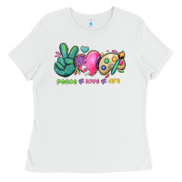 White peace love art Ladies Tee - NancyCooperArtShop