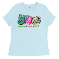 Baby Blue peace love art Ladies Tee - NancyCooperArtShop