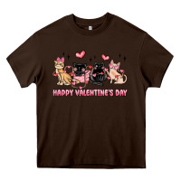 Chocolate Brown happy valentines day cats Heavy Core Tee - MaliasSmallBusiness