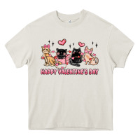Cream happy valentines day cats Heavy Core Tee - MaliasSmallBusiness