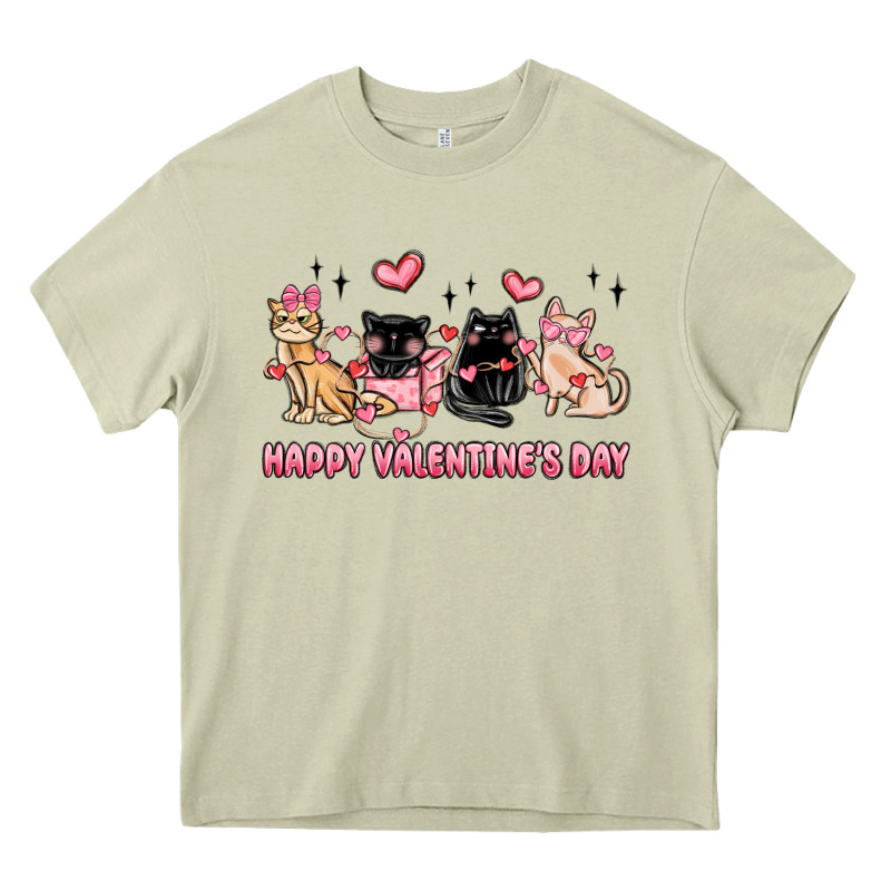 Happy Valentines Day Cats Heavy Core Tee by MaliasSmallBusiness | Teevron