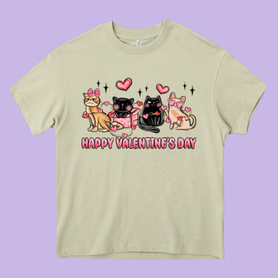 Happy Valentines Day Cats Heavy Core Tee Designed By Maliassmallbusiness