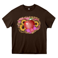 Chocolate Brown apple sunflower back to school background Heavy Core Tee - AdoDesignShop