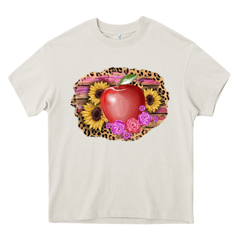 Apple Sunflower Back To School Background Heavy Core Tee by AdoDesignShop | Teevron