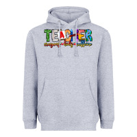 Heather Grey Teacher Cryons Kids Caffeine Heavyweight Hoodie - CowhideDigitalArt