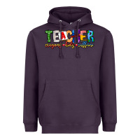 Plum Teacher Cryons Kids Caffeine Heavyweight Hoodie - CowhideDigitalArt