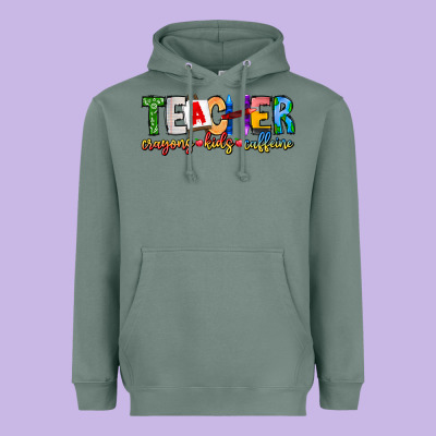 Teacher Cryons Kids Caffeine Heavyweight Hoodie Designed By Cowhidedigitalart