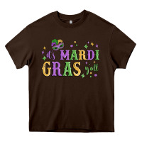 Chocolate Brown it's mardi gras y'all Heavy Core Tee - MaliasSmallBusiness