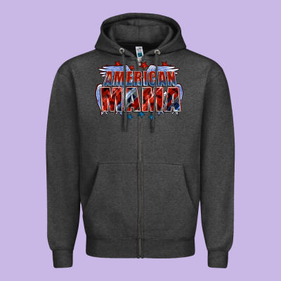 American Mama Mother's Day Zipper Hoodie Designed By Fadigitalartstudio