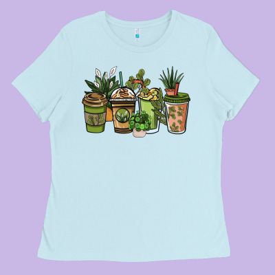Plant Lover Coffee Cups Ladies Tee Designed By Nancycooperartshop