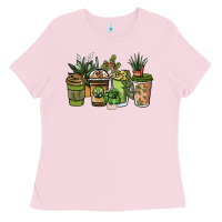 Bubblegum Pink plant lover coffee cups Ladies Tee - NancyCooperArtShop