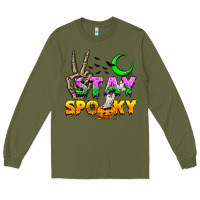 Army Green Stay spooky Long Sleeve Tee - NancyCooperArtShop