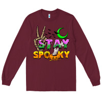 Burgundy Stay spooky Long Sleeve Tee - NancyCooperArtShop