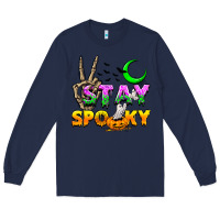 Navy Stay spooky Long Sleeve Tee - NancyCooperArtShop