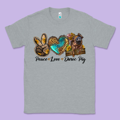 Peace Love Duroc Pig Classic Tee Designed By Lillyallendesigns