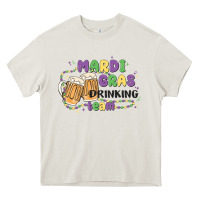 Cream mardi gras drinking team Heavy Core Tee - MaliasSmallBusiness