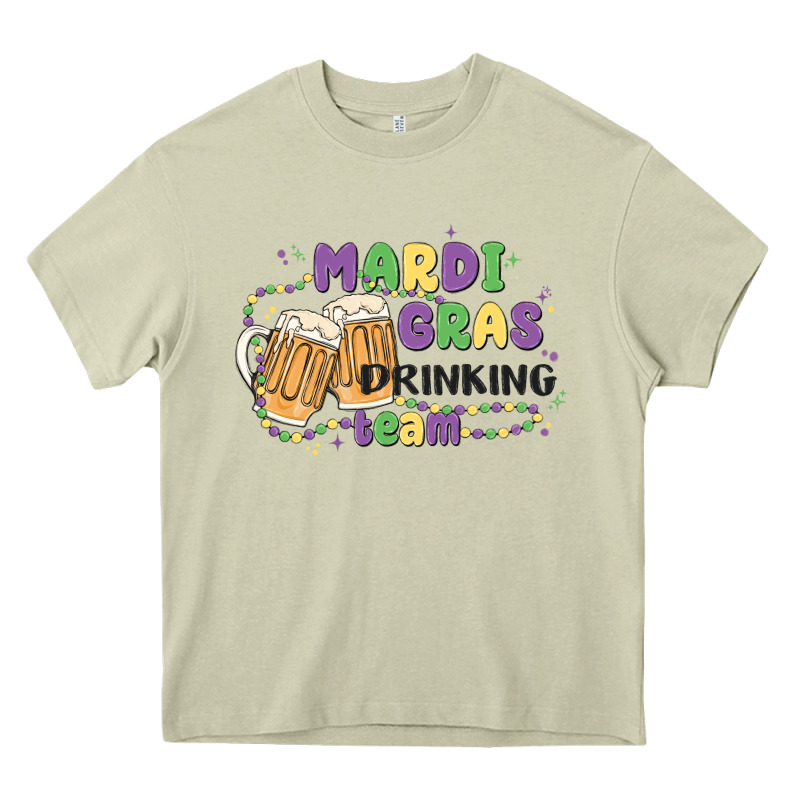 Mardi Gras Drinking Team Heavy Core Tee by MaliasSmallBusiness | Teevron