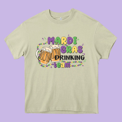 Mardi Gras Drinking Team Heavy Core Tee Designed By Maliassmallbusiness