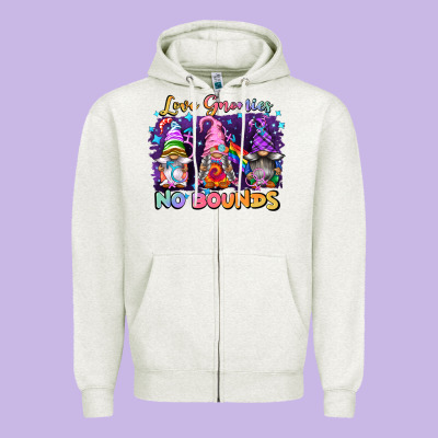 Love Gnomies No Brounds Pride Zipper Hoodie Designed By Fadigitalartstudio