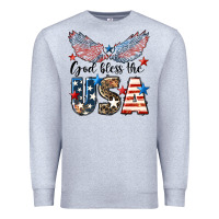 Heather Grey Western God Bless The USA 4th of July Premium Sweatshirt - LillyAllenDesigns