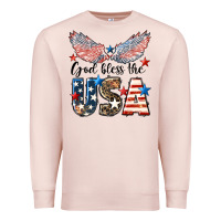 Pale Pink Western God Bless The USA 4th of July Premium Sweatshirt - LillyAllenDesigns