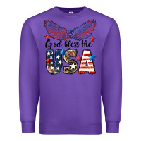 Purple Western God Bless The USA 4th of July Premium Sweatshirt - LillyAllenDesigns