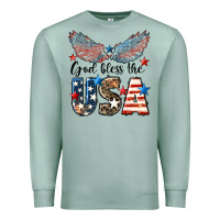 Seafoam Western God Bless The USA 4th of July Premium Sweatshirt - LillyAllenDesigns