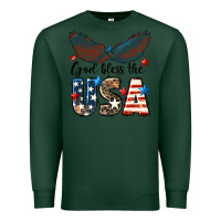 Sports Green Western God Bless The USA 4th of July Premium Sweatshirt - LillyAllenDesigns