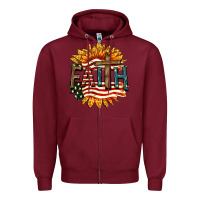 Burgundy Faith USA Zipper Hoodie - FaDigitalArtStudio