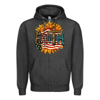 Charcoal Heather Faith USA Zipper Hoodie - FaDigitalArtStudio