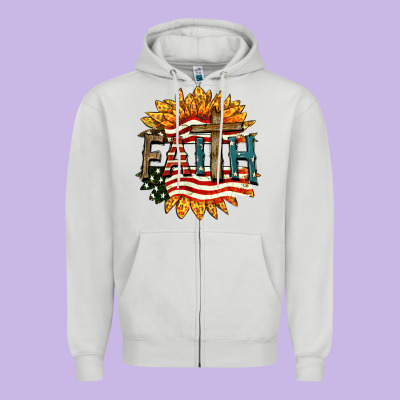 Faith Usa Zipper Hoodie Designed By Fadigitalartstudio