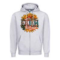 Heather Grey Faith USA Zipper Hoodie - FaDigitalArtStudio